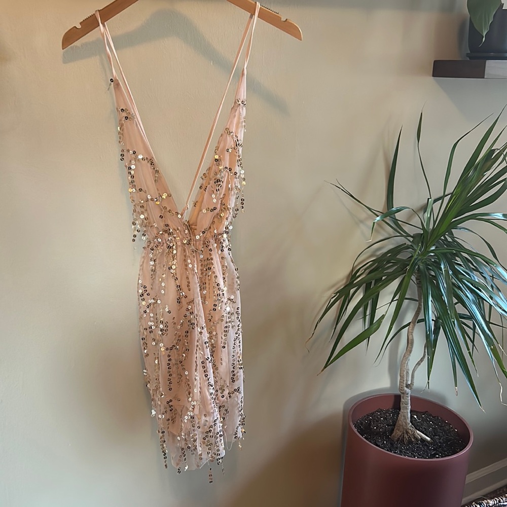 Blush sequin romper